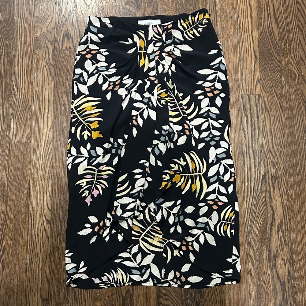 ba&sh Black and White Floral Pencil Skirt